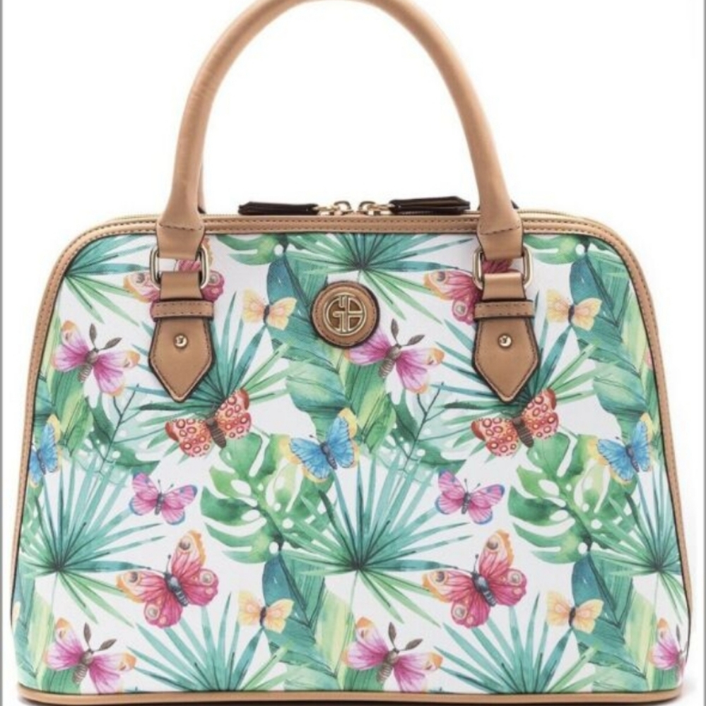 Giani Bernini Butterfly-Print Medium Done Satchel -Butterfly Palm